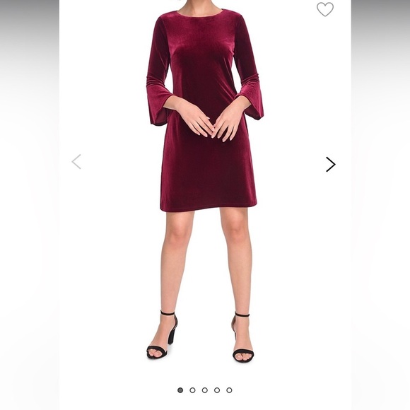 TOMMY HILFIGER Burgundy Velvet Bell Sleeve Size 12 - Picture 2 of 8